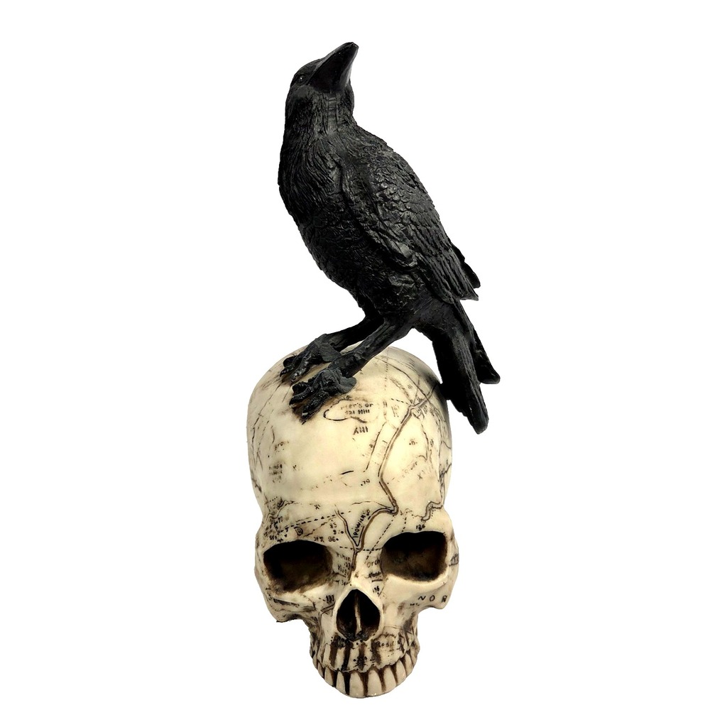 Martha Stewart Figurine Raven Crow Skull Black Gothic Halloween Decor 11 Inch